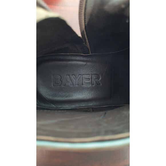 Bayer Double Monk Strap Leather Boot Shoes Men's 40/ US 7 Brown Side Zip Buckle - Picture 2 of 11
